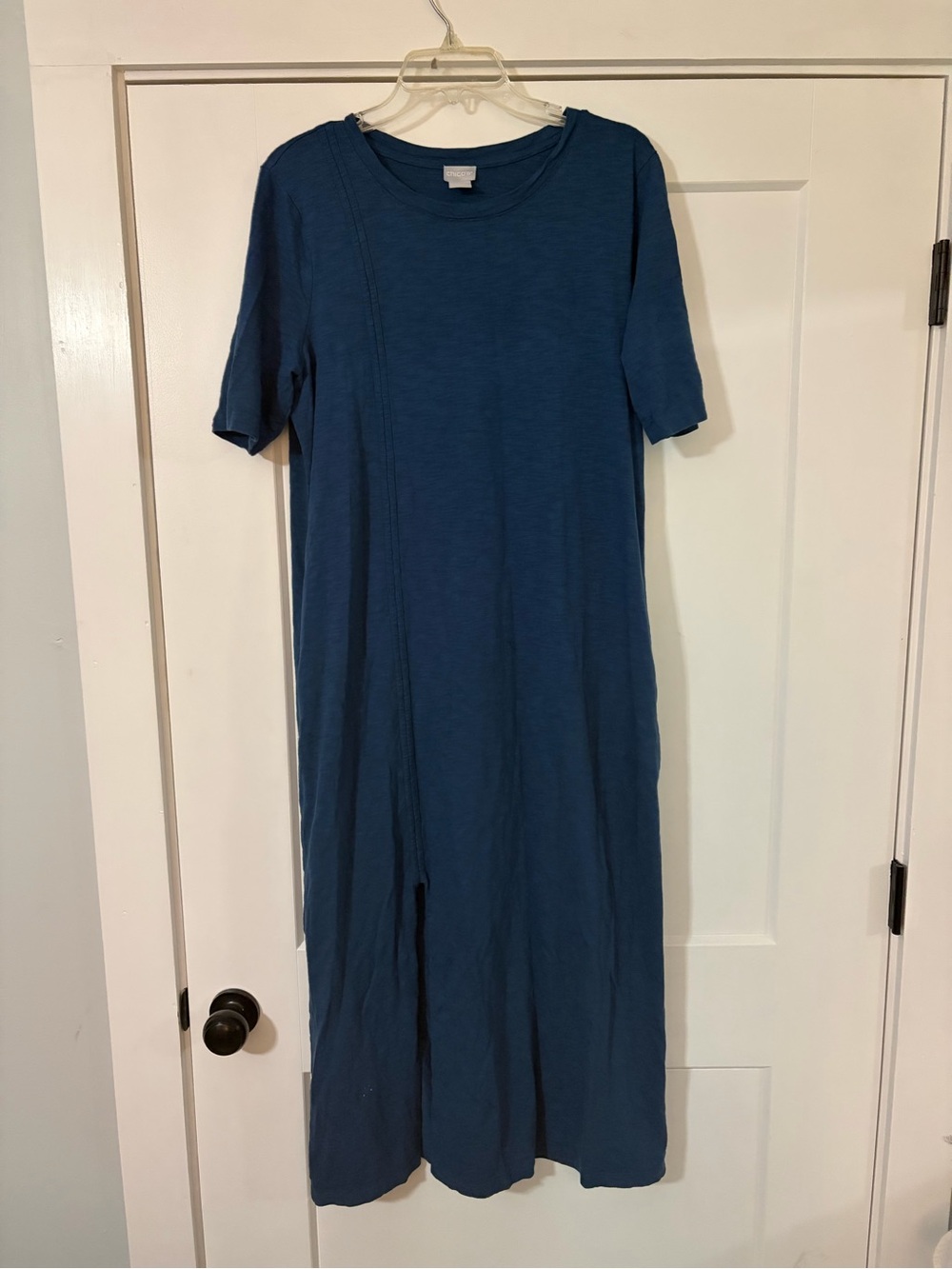 Chico's Teal-Blue Maxi Dress with Short Sleeves